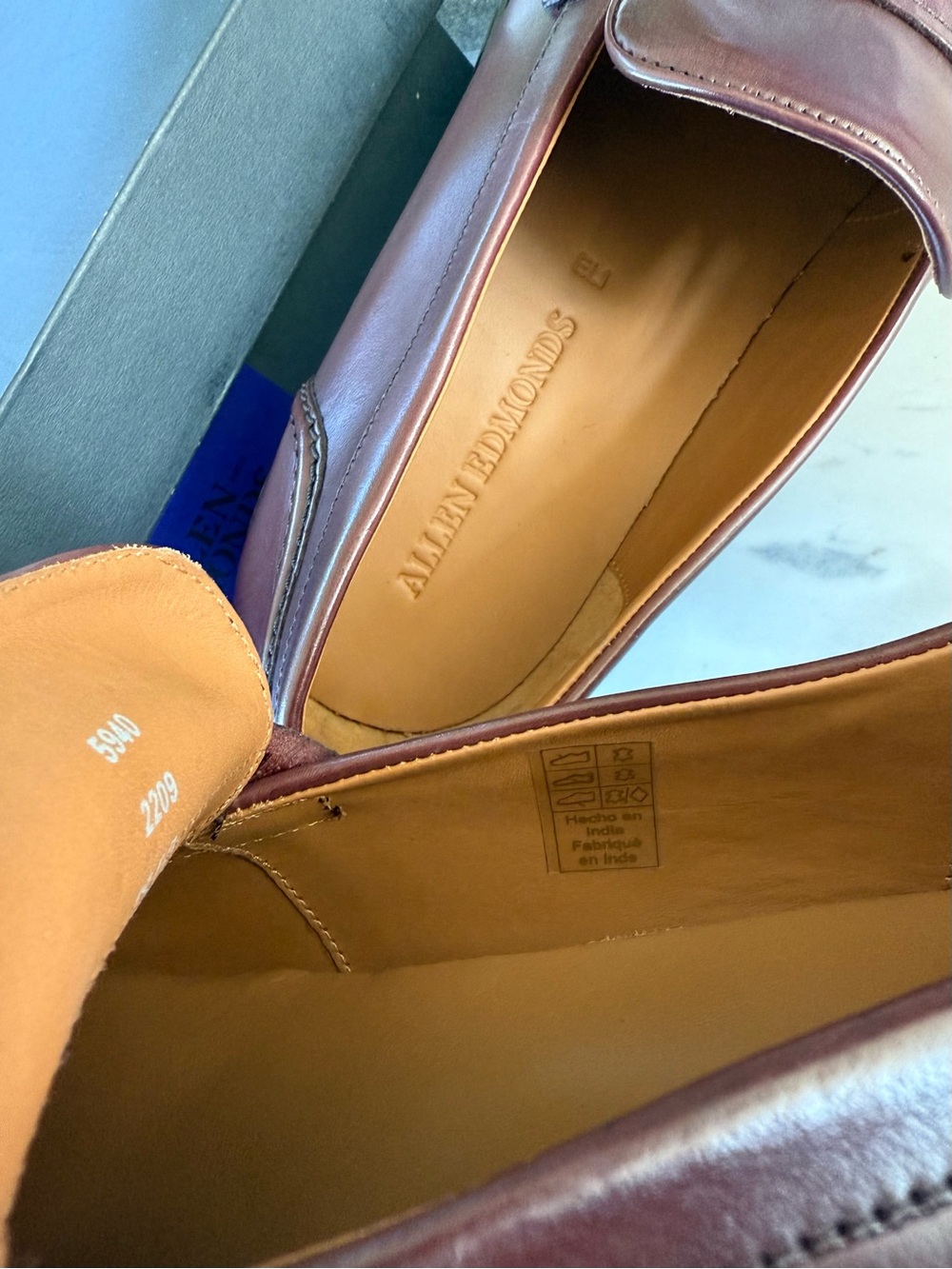New Allen Edmonds Eli Leather Penny Loafers - Picture 15 of 16